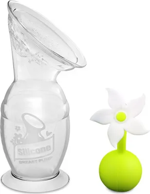 Produktbild von Haakaa Milchpumpe mit Saugfuss 150ml + Blumenverschluss Set - Weiss