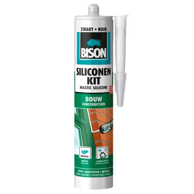 Obrázok produktu pre Bison 1491366, 300 ml, Silikónový tmel, Vhodný na interiérové použitie, Vhodné pre vonkajšie použitie, Čierna, 1 kusov