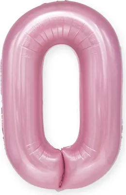 Imagen del producto de Globo de látex con forma del número 0, color rosa pastel, 100 cm