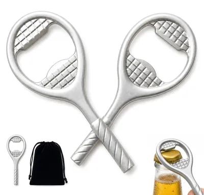 2 Tennisrackets-Flaschenöffner, silber, Zinklegierung, Geschenk