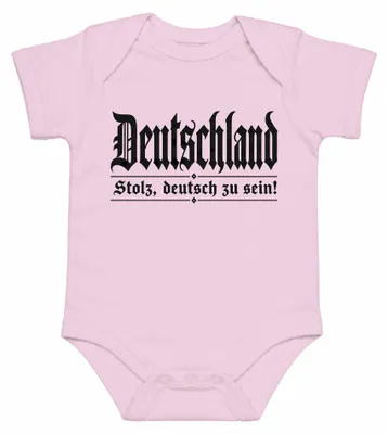 Productafbeelding van Duitsland. Trots om Duits te zijn. Patriotisme. Vaderland. Demonstratie. Sarkasme. Vlag. Babyromper, roze, maat 6/12