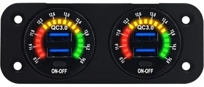 Produktbild von ProRide 12V USB-Steckdose 4 Anschlüsse QC3.0, Schalter & Voltmeter