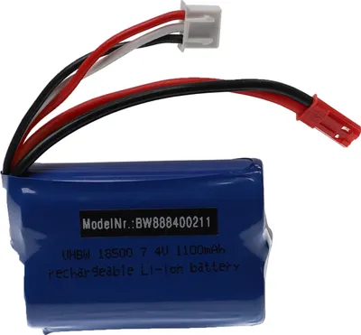 Produktbild von vhbw Akku für Modellbau z.B. Racing Car, Helikopter, Flugzeug (1100mAh, 7,4V, Li-Ion, 55 x 37 x 19 mm, BEC)