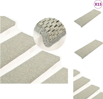Obrázok produktu pre vidaXL Samolepiace rohože na schody sisalový vzhľad 15 ks 65x21x4 cm Sivá - Rohože na schody