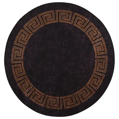 Image de vidaXL Tapis Lavable Noir et Or Ø 200 cm Antidérapant