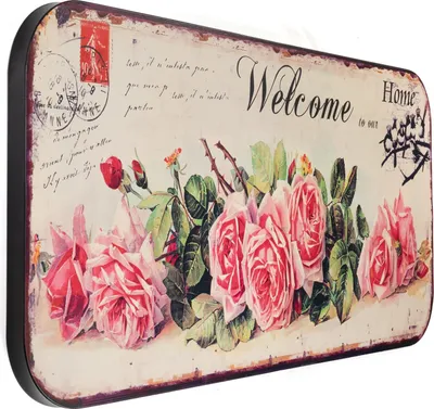 Obrázek produktu pro Moritz cínové znamení XXL Vítejte květiny 100 x 46,5 Vintage retro nostalgie kovové dekorace