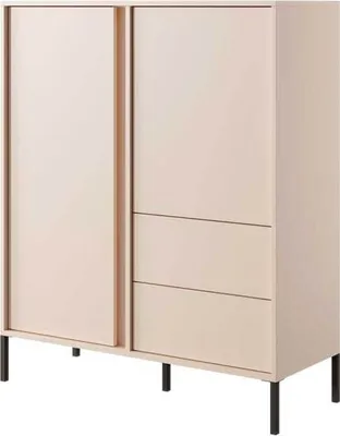 Image de Commode Highborad Dast 103 x 39,5 x 123 cm, beige, 2 portes