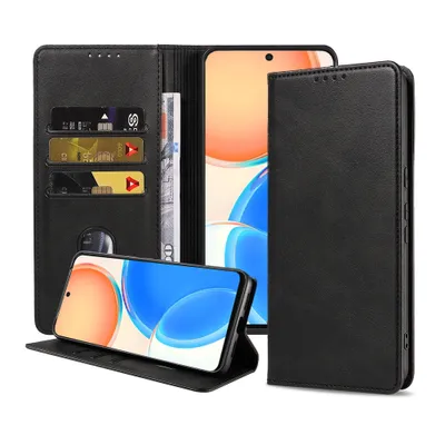 Produktbild von Smartphonica Handytasche geeignet für Huawei Honor X8 Kunstlederhülle mit Magnetverschluss und Kartenhalter Buchhülle mit Klappe - Schwarz