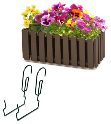Imagen del producto de Macetas colgantes para balcón, color marrón, 38 cm