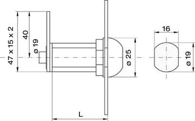 Produktbild von Blechmontagezylinder 19 mm gleichsperrend, Messing verchromt