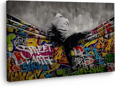 Produktbild von Graffiti Street Art Wall Wandbild Leinwandbild Wand Kunstdruck XL Wanddeko: 90x60x2cm