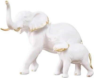 Image de Sculpture d'éléphant en or peinte à la main - Objet de décoration et cadeau
