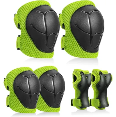 Productafbeelding van Knieschouders kinderset 6-in-1, inlijners, bescherming, skateboard, groen