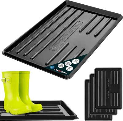 Obrázek produktu pro KOTARBAU® Sada 3 ks odkapávačů na boty 60 × 40 cm, odkapávací podložka na mokré boty, plastová podložka na boty, vanička na boty do předsíně, černá