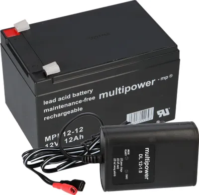 Zdjęcie produktu dla Akumulator kwasowo-ołowiowy Multipower MPL12-12 12V 12Ah + ładowarka