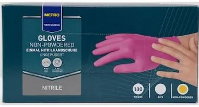 Image de Gants jetables professionnels, taille M, en nitrile, couleur rouge, boîte de 100 pièces