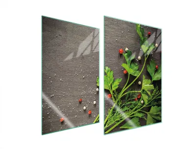 Produktbild von Herdabdeckplatten 2 teilig 35x52 Glaskeramikkochfeld Abdeckung Glas Schneidebrett Gewürze Grau