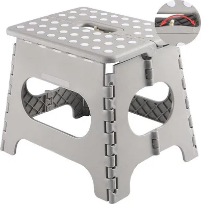 Produktbild von Famanu Klapptritt mit Sicherheitsverriegelung, platzsparend, tragbar, 27 cm, grau