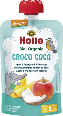 Obrázek produktu pro HOLLEOrganic Croco Coco ovocné pyré jablko, mango, kokos, 100 g (8m+)