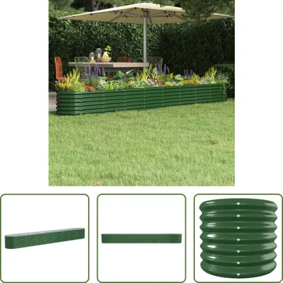 Produktbild von The Living Store Hochbeet Pulverbeschichteter Stahl 332x40x36 cm Grün