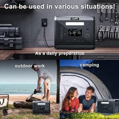 Productafbeelding van Draagbare Powerstation - 2400W LiFePO4 Accu - 2160Wh Capaciteit - Noodstroom voor Thuis en Camper