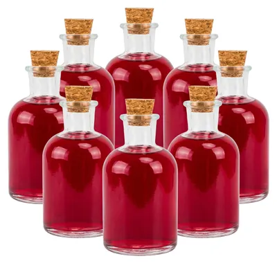 Glasflaschen mit Korken, 8er Set, 150 ml, transparent
