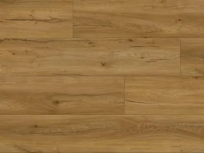 Produktbild von BASICfloor | 2,922 m² | Braun 5 mm Klickvinyl Bodenbelag Eiche Gold Landhausdiele, wasserdicht, fußbodenheizungsgeeignet, strapazierfähig, einfach zu verlegen, geräuschdämmend