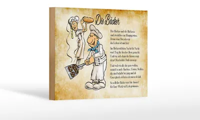 Produktbild von Holzschild Spruch 18x12cm Die Bäcker und die Bäckerin