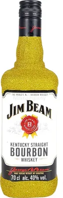Produktbild von Jim Beam Bourbon Whiskey 0,7l 700ml (40% Vol) Bling Bling Glitzerflasche in gold -[Enthält Sulfite]