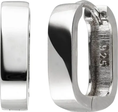 Produktbild von Paar Creolen 14,8x3,7mm aus 925 Silber rhodiniert glänzend Ohrringe Ohrschmuck