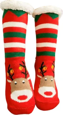 Produktbild von Weihnachtssocken, dicke, warme, rutschfeste Haussocken, niedliche Tier-Socken mit flauschigen Bündchen und rutschfestem Einsatz – das perfekte Geschenk zu Weihnachten!
