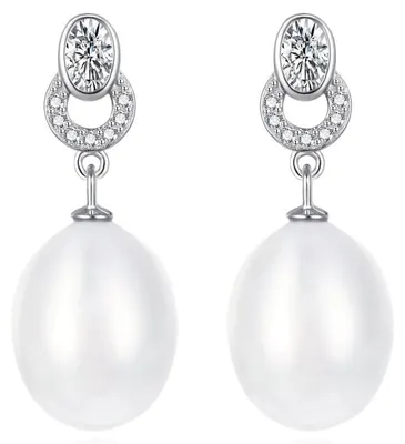 Produktbild von Elegante Silberohrringe mit Zirkonen und Perlen AGT-E096PW-P