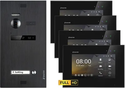 Produktbild von BALTER EVO HD Unterputz Schwarz 2-Draht 4x 7" Schwarz Video Türsprechanlage Set für 1 Familienhaus