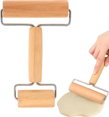 Produktbild von Nudelholz Teigroller, Kleine und Mittlere Teigrolle, mit Zwei Rollen Teigroller Holz Geeignet zum Ausrollen von Teig mit der Hand, Pizza, Desserts und Kn?delh?uten