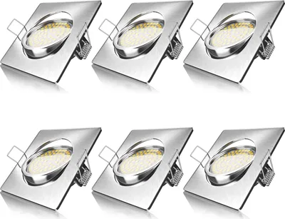 Produktbild von Brandson 6x LED Einbaustrahler in Edelstahl Optik, schwenkbarer Deckenspot mit 320 Lumen / Warmweiß