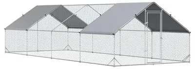 Zdjęcie produktu dla Klatka dla kur na zewnątrz, kurnik, klatka dla kur, wybieg dla kur - Szary - 24 m² - Siatka ocynkowana