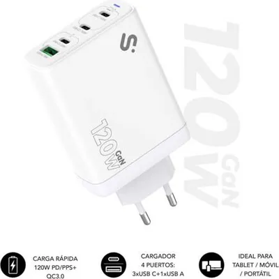 Imagen del producto de SUBBLIM SUBCHG-6G1204, Interior, CA, 20 V, Blanco