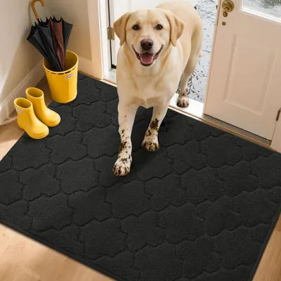 Immagine prodotto di Tappetino interno antiscivolo, 80 x 120 cm, nero, ideale per raccogliere lo sporco, lavabile