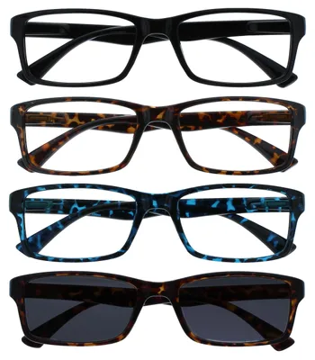 Produktbild von OPULIZE Die Lesebrille Unternehmen Schwarz Braun Blau Leser Mit Braun Sonne Leser Wert 4er-Pack Herren Damen RRRS92-1232 +3,50