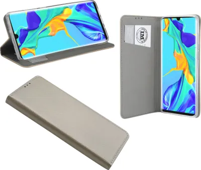 Produktbild von cofi1453® Buch Tasche "Smart" kompatibel mit HUAWEI P30 PRO Handy Hülle Etui Brieftasche Schutzhülle mit Standfunktion, Kartenfach Gold