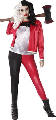 Produktbild von Harlekin-Assassinin Damenkostüm kostüm für Halloween schwarz-rot XL