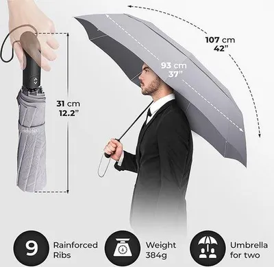 Produktbild von Famanu Regenschirm sturmfest - kompakt und stabil