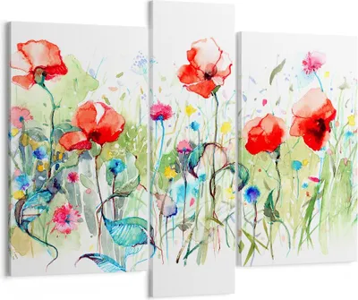Produktbild von Bild auf Leinwand - Leinwandbild - Blumen Wiese Blatt Natur - 95x80cm - Wand Bild - Wanddeko - Leinwanddruck - Bilder - Kunstdruck - Wanddekoration - Leinwand bilder - Wandkunst - CB95x80-3076