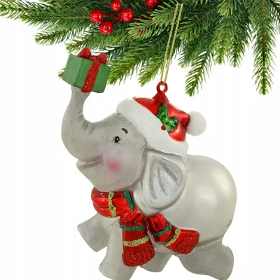 Produktbild von Glaskugel, Weihnachtsbaumanhänger, dekorative Elefantenfigur, Glückselefant