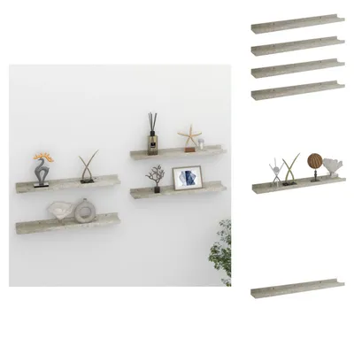 Obrázek produktu pro vidaXL Nástěnné police 4 ks. Betonově šedé 60x9x3 cm - Nástěnné police
