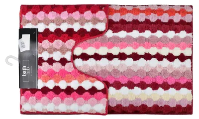 Obrázek produktu pro Sada koupelnových koberečků Textil ZAC, pruhované, 50 x 90 cm + 50 x 40 cm, červená, sada 2 ks
