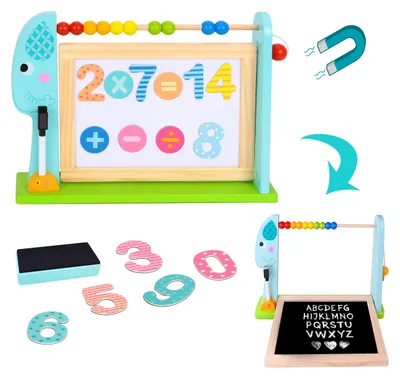 Obrázok produktu pre Tooky Toy Veľká drevená obojstranná magnetická + kriedová tabuľa