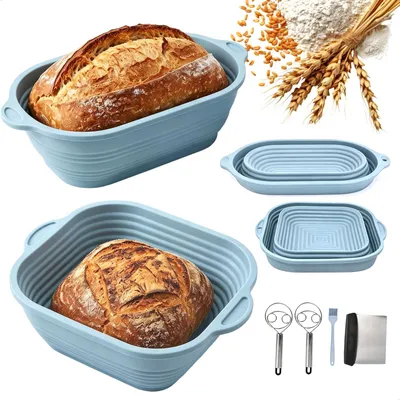 Obrázok produktu pre Sada silikónových foriem na pečenie chleba, 29 cm (oválna) + 27 cm (štvorcová), 6-dielna