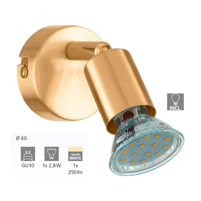 Zdjęcie produktu dla EGLO BUZZ-LED, GU10, LED, 250 lm, 220-240 V, Mosiądz