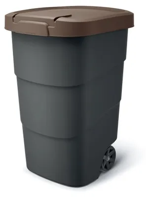 Zdjęcie produktu dla Kosz na śmieci Prosperplast Wheeler 90 l w kolorze antracytowym z brązową pokrywą